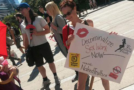 The Naked Truth at the Red Umbrella Rally. Photo: Esther Shannon